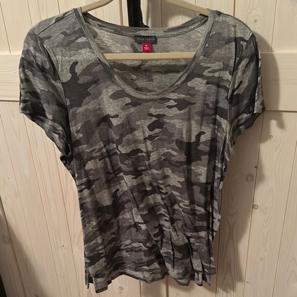 Vince Camuto Gray Camo Women's Top, M